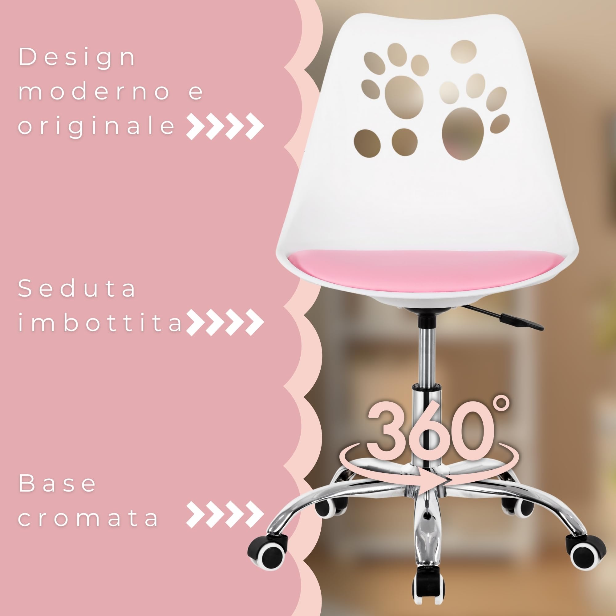 Mini Sedia Da Ufficio Per Casa Delle Bambole Zerodis – Scala 1:6, In ABS, Colori Bianco E Rosa, Accessorio Per Diorami E Collezionisti - 2