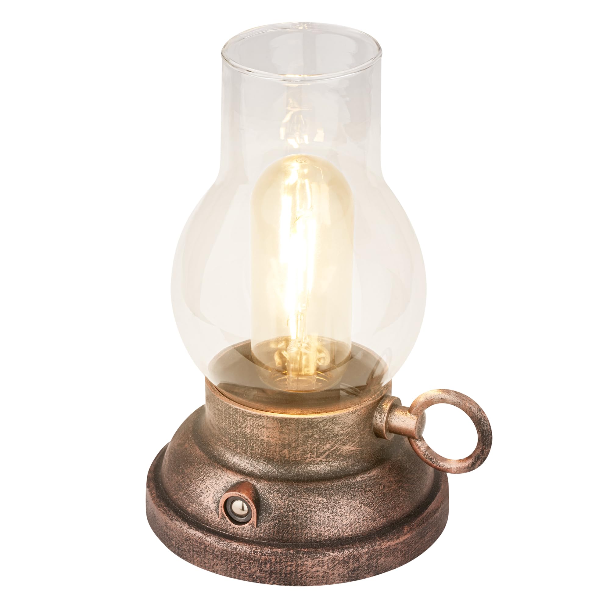BRILONER - Rechargeable LED Table Lamp IP44 with Touch, Dimmable, Replaceable Battery, LED Light, Battery Table Lamp, Bedside Lamp, Camp Light, Oil Lamp, Outdoor, 10.5 X 17.5 cm, Bronze-Crafted