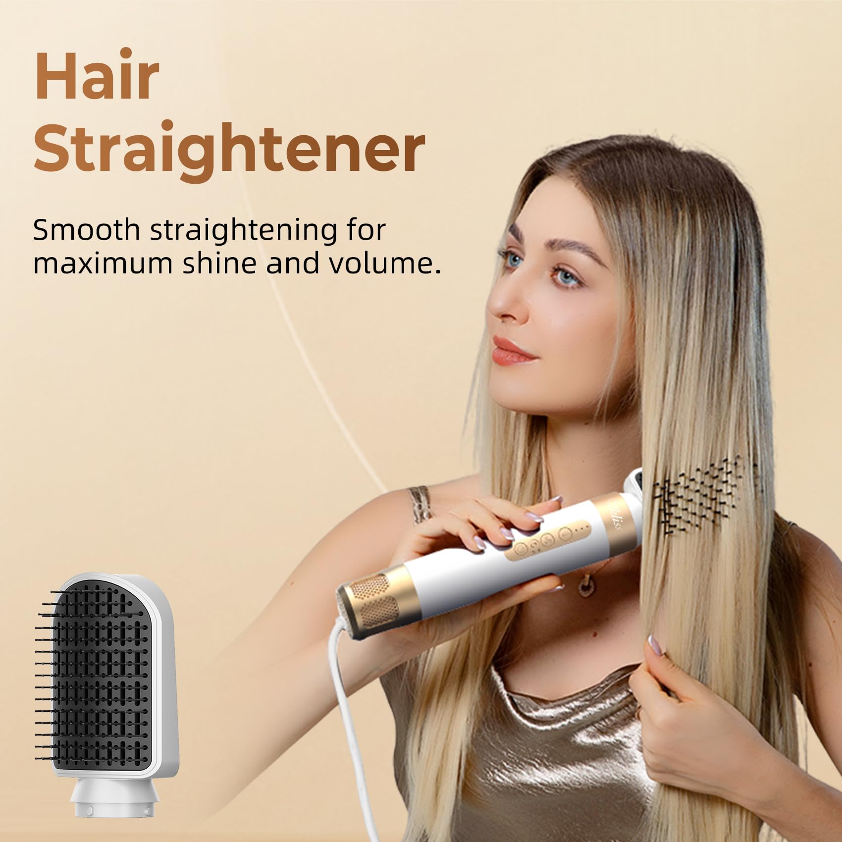 UKLISS Brosse Chauffante Brushing 7 in 1, Pro Hairstyler & 1400W SèChe-Cheveux avec Boucleur a Air, Brosse Lissante Chauffante, Thermal Brush, Airbrush Multistyler Cadeaux pour Femmes Styling