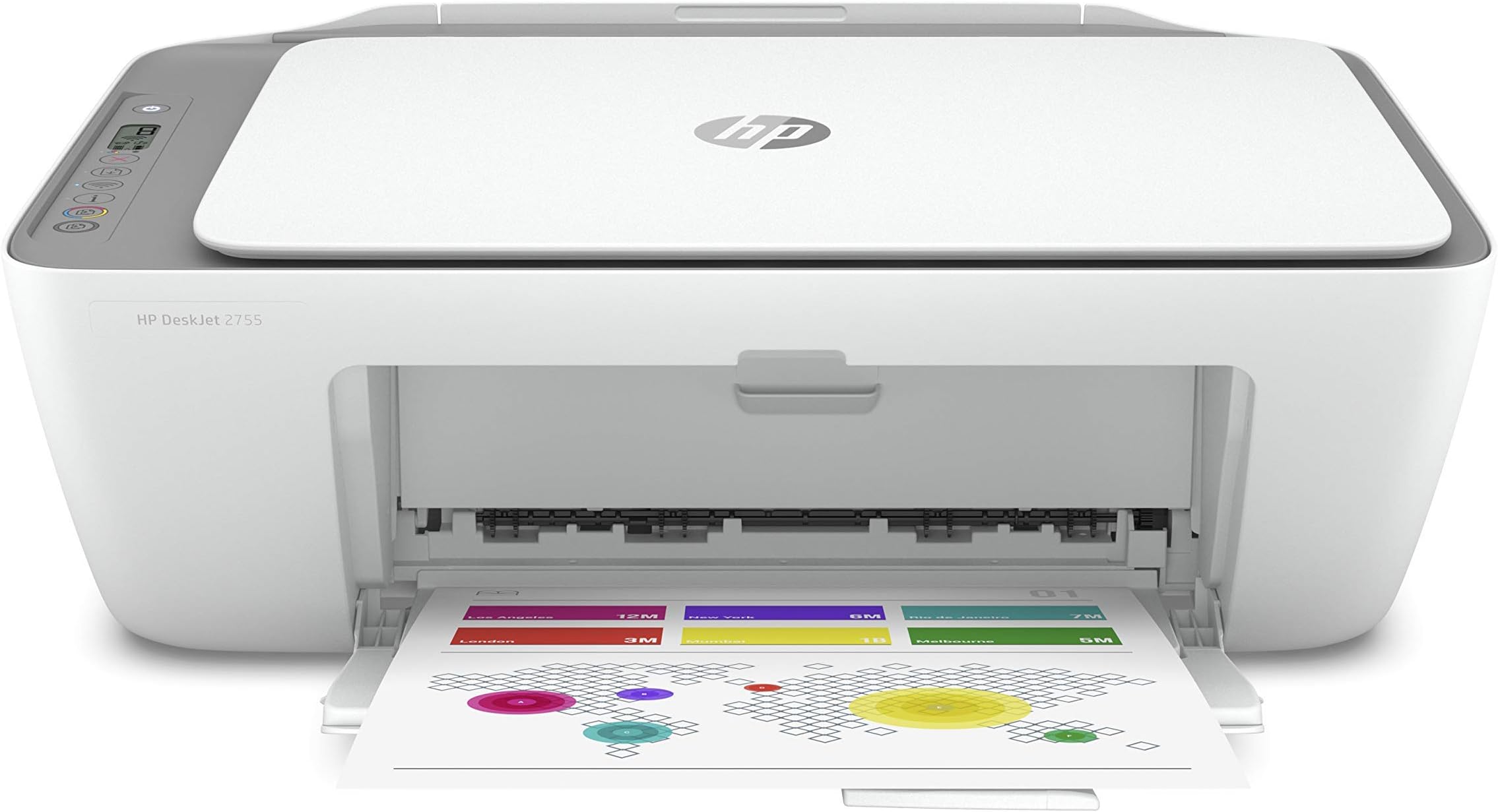 HP DeskJet 2755 All-in-One Wireless Printer Scanner Copier Instant Ink Ready Mobile Print Black 7.5ppm Color 5.5ppm Wifi Inkjet Computer Printers for Home Use and Office, Grey (Renewed)