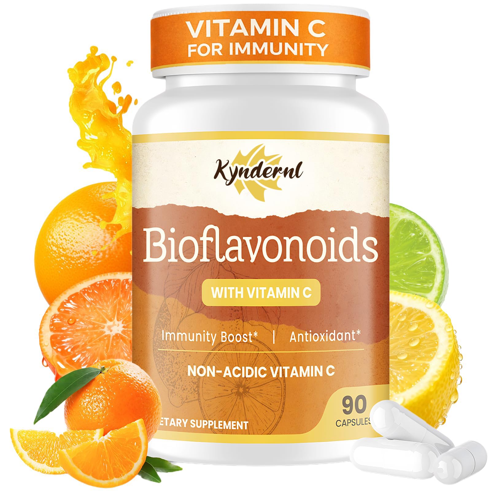 Immune Non-Acidic VIT C & Bioflavonoids, 1000mg, 90 Vegan Capsules