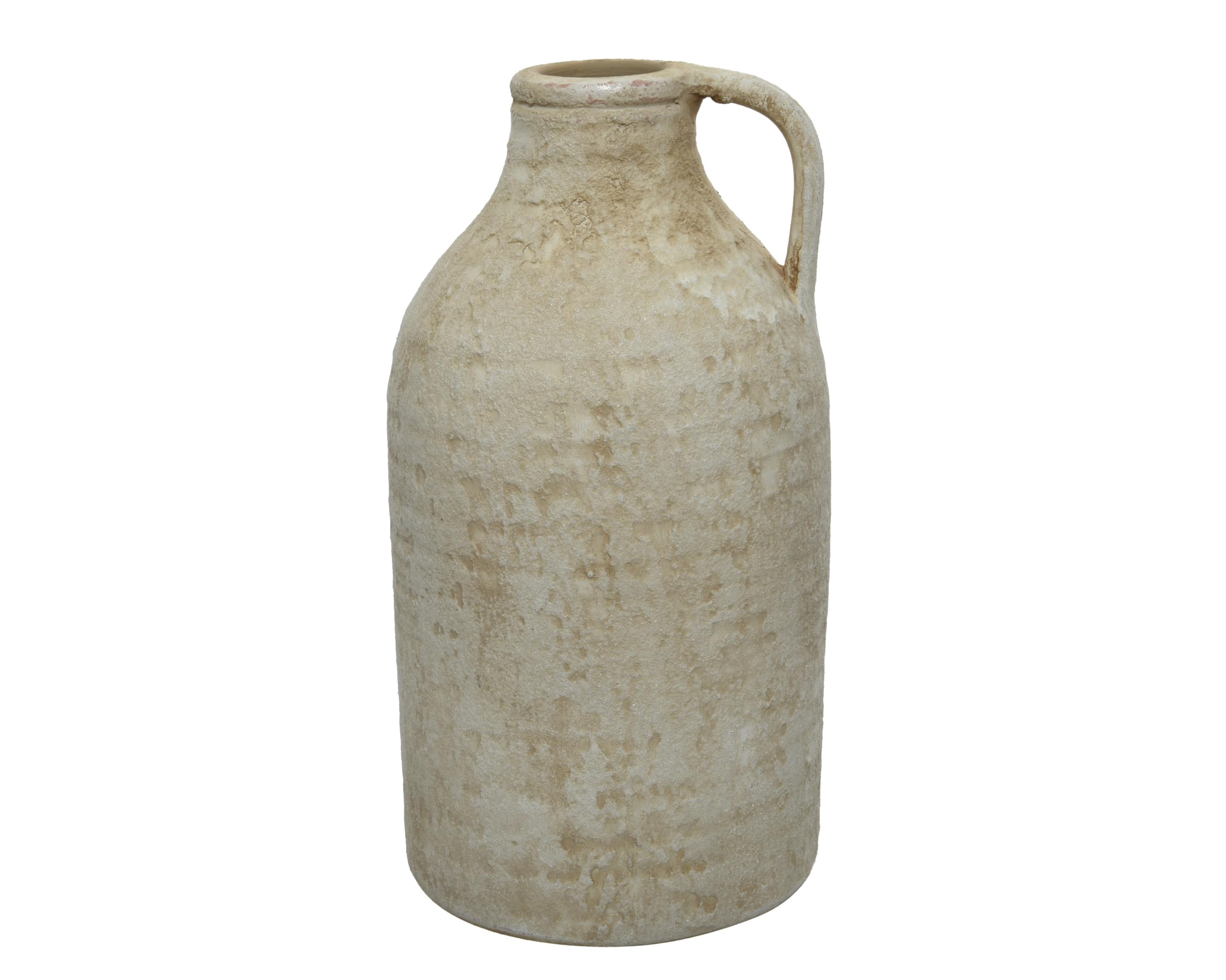 Verseuse en terre cuite : pichet et pot de fleurs décoratif beige