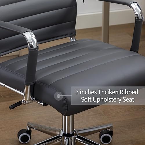 Miniatura 5 de Silla de escritorio de oficina moderna, sillas ejecutivas de cuero para sala de conferencias, silla de computadora giratoria giratoria con respaldo