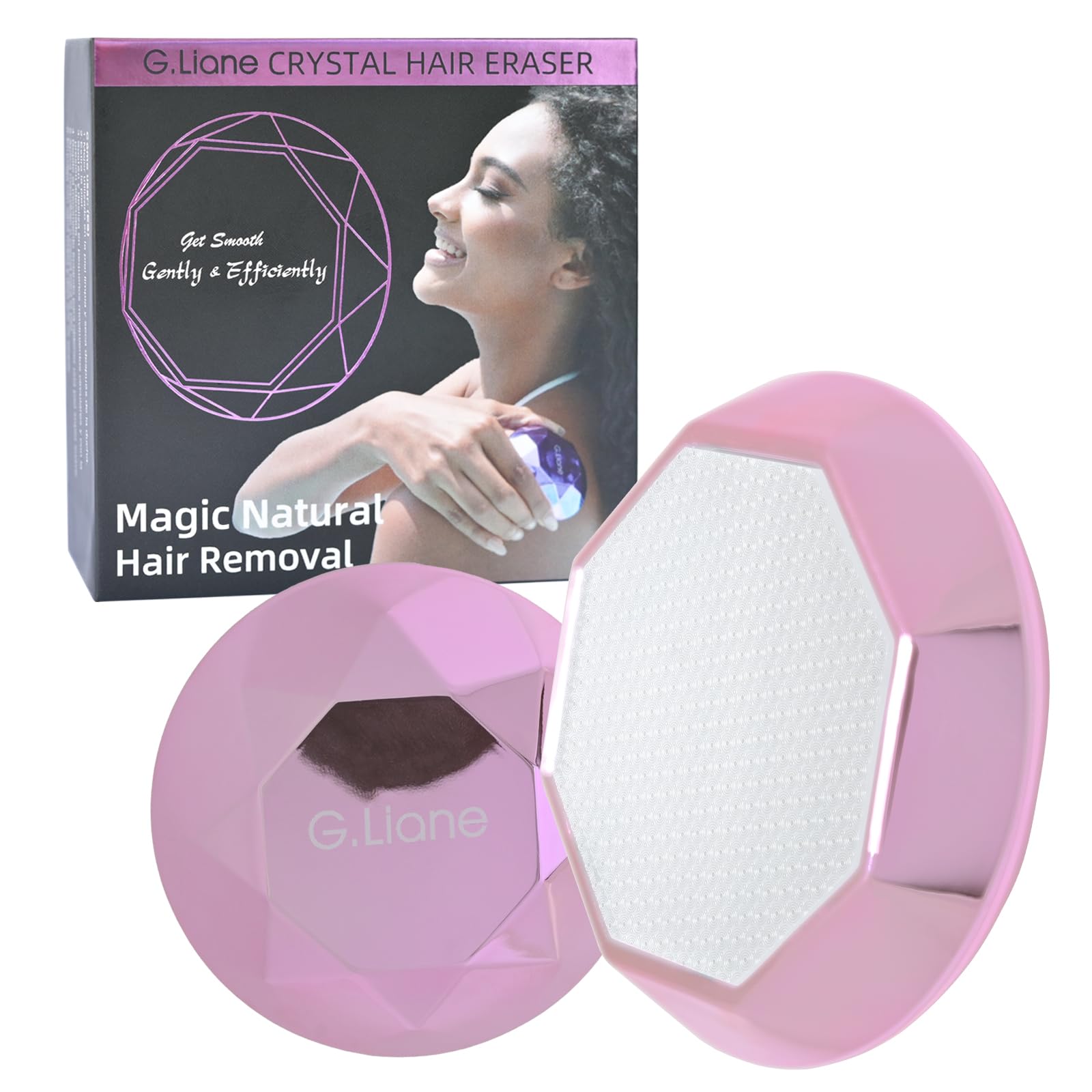 Kristall Haarentfernung,Schmerzloser Crystall Haarentferner Diamond,Haarentfernungsgerät mit Peeling ohne Wachsen,Natürlicher Damenhaartrimmer und Rasierer für Frauen und Männer(Rosa Rosa)