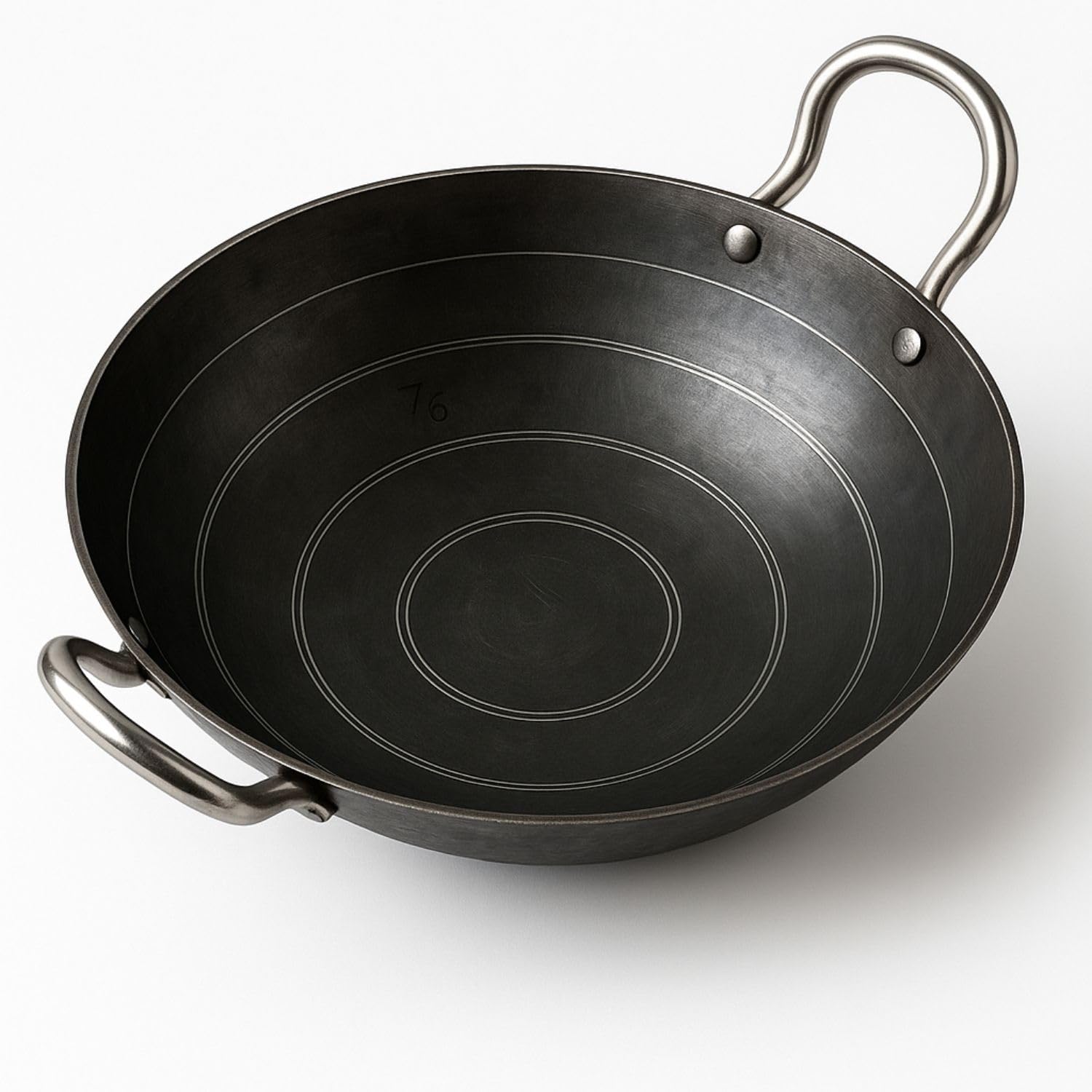 REGRO TIGER Heavy-Duty Iron Karahi – Traditional Indian Frying Pan for Cooking and Frying – 25cm Diameter, 1.2kg Weight – Handcrafted Iron Wok with Dual Handles for Easy Handling (10 Inch Karahi)