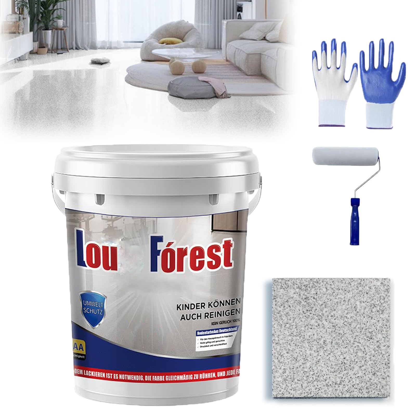 Epoxy Colored Sand Floor Paint,Louisn Forest Epoxys Floors Paints,Epoxyes Floores Paintes for Concrete,High Gloss Marble Effect Epoxy Floor Coating (Light Gray-500g)