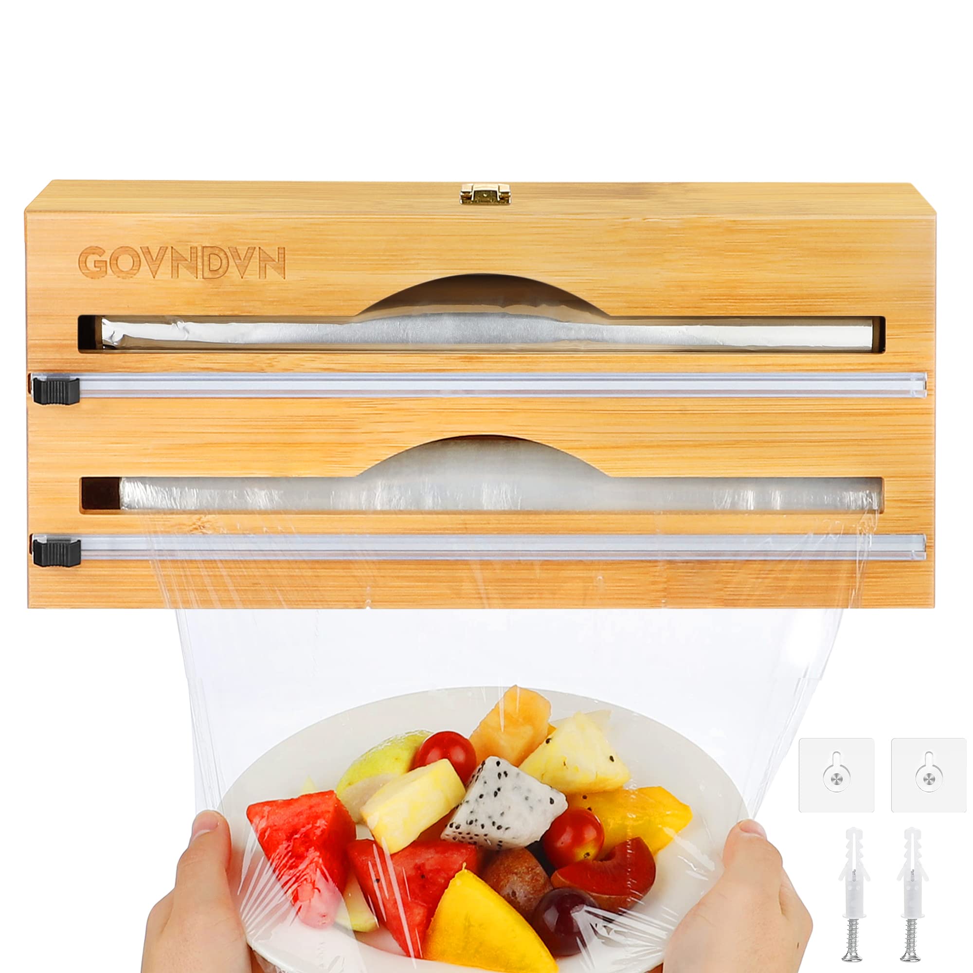 Distributeur 4 En 1 Film Alimentaire, Papier Aluminium, Papier Cuisson Et Essuie-tout - Rangement Cuisine