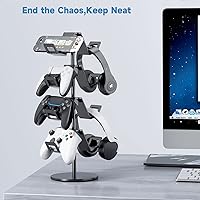 Vista 5 de Controller Holder 4 Tier,Headphone Stand - Adjustable Headset Holder for Xbox PS5 PS4 Switch Pro - Gaming Storage for Universal Game