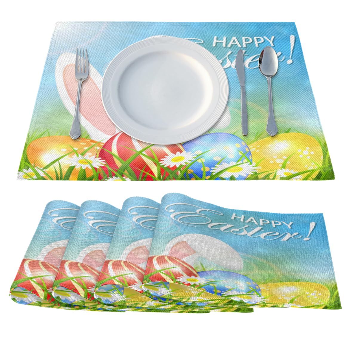 Set di 2 tovagliette americane coppia tovagliette 35 X 50 CM in misto lino stampa floreale