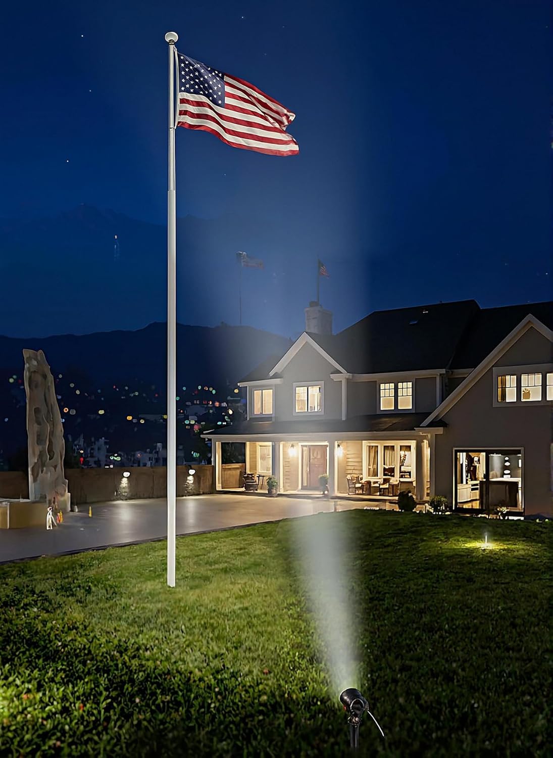30W Ultra Bright Outdoor Spotlight, 5000K Daylight LED Bullet Light with Dusk to Dawn Photocell Sensor, 120V Plug in Landscape Spot Lights for Flag Pole, Yard, Garden, Tree, Statue (2 Pack)