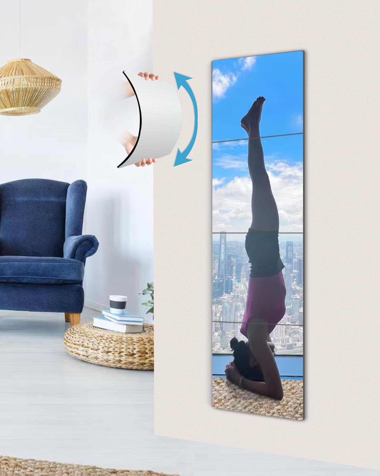 Full Length Mirror for Kids Safety Shatterproof Mirror, Plastic Wall Mirrors,Made of Acrylic Plexiglass Mirrors,（X Large 16"x 16"x 4 Pcs) Long Bedroom Door Closet Mirro,Workout for Home Gym Body Mirro