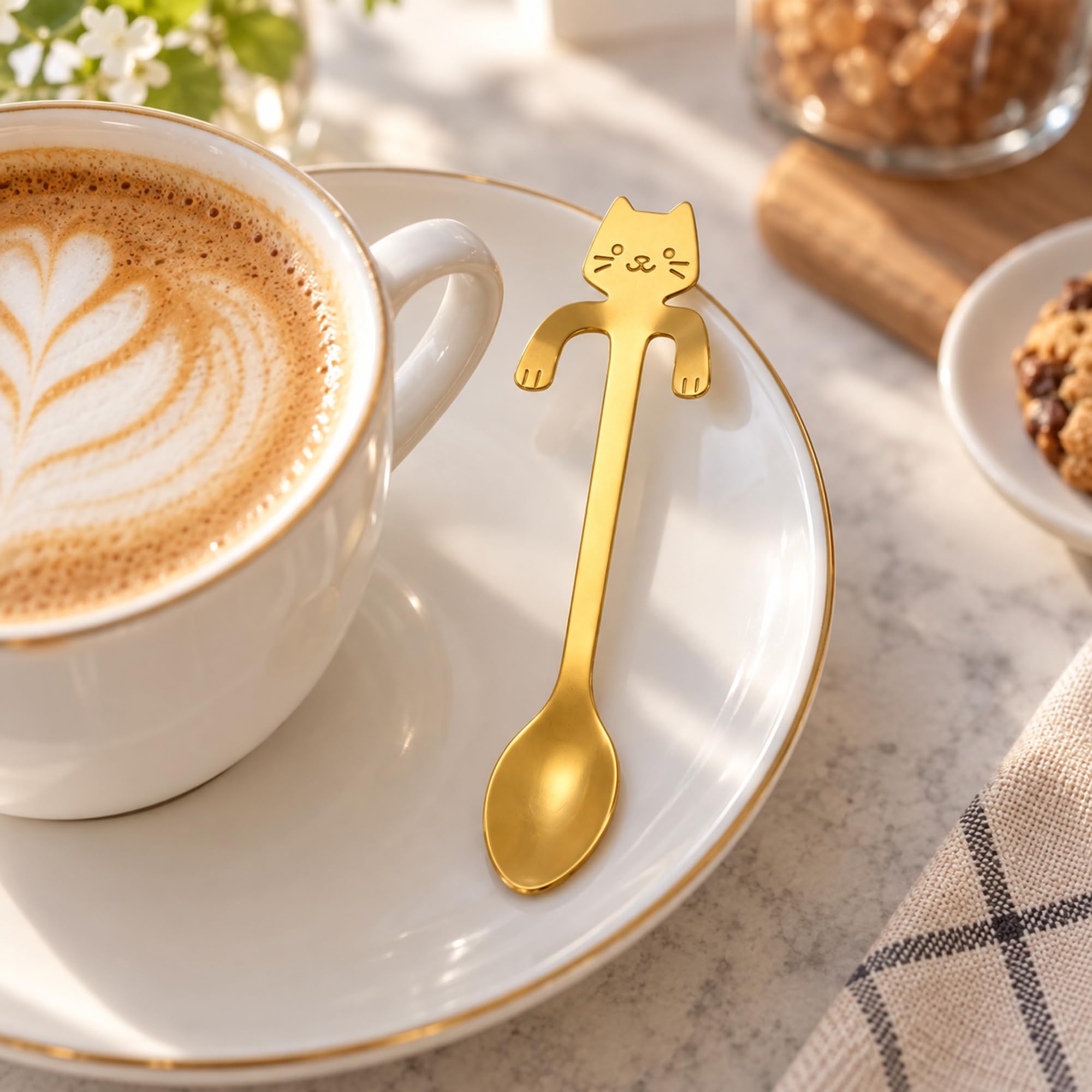 Cat-Shaped Stainless Steel Coffee Spoon, Drink Stirring and Dessert Utensil for Home Cafes, Tea Breaks and Dining