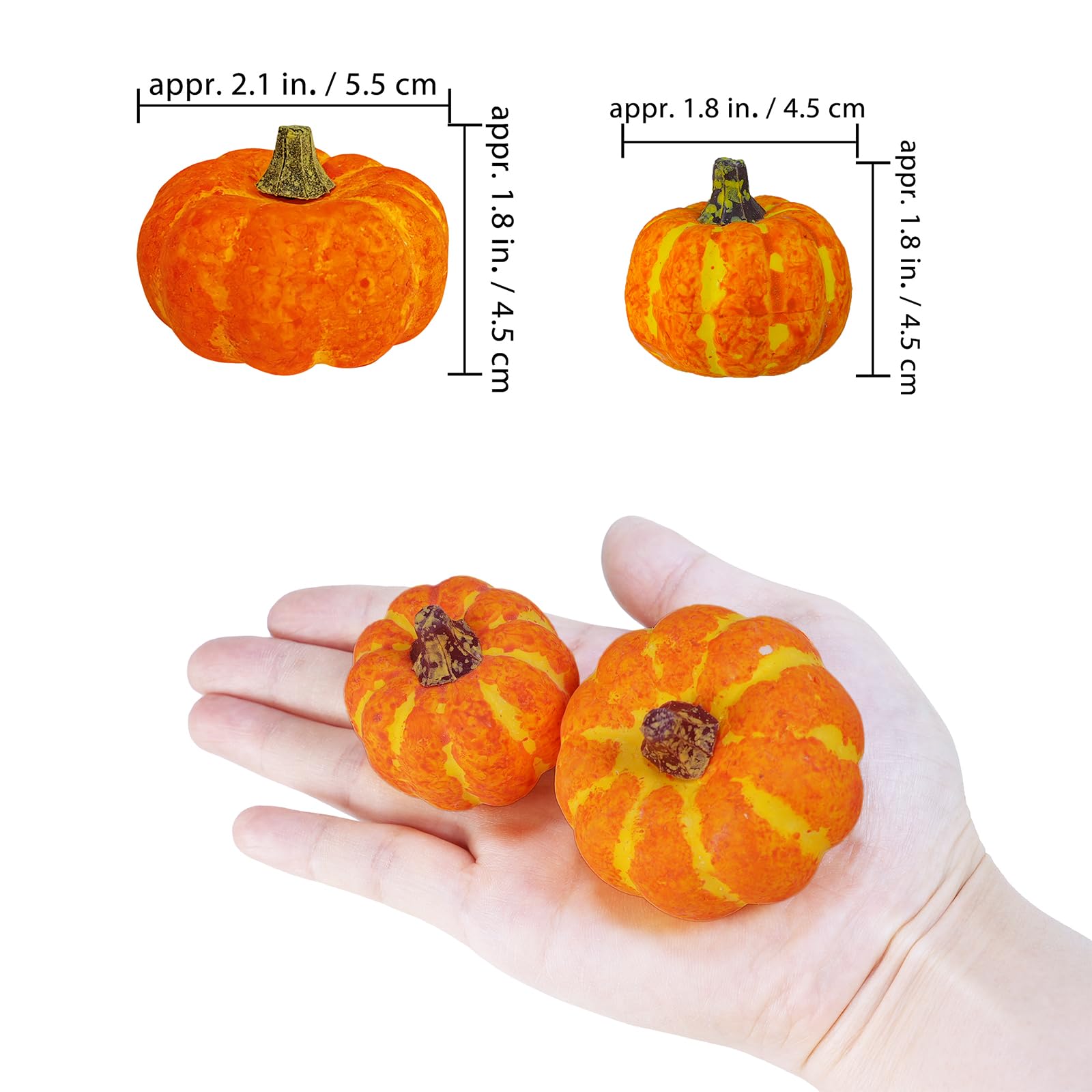 Winlyn 48 Pcs Mini Artificial Orange Pumpkins Fall Rustic Harvest Faux Foam Pumpkins 1.8
