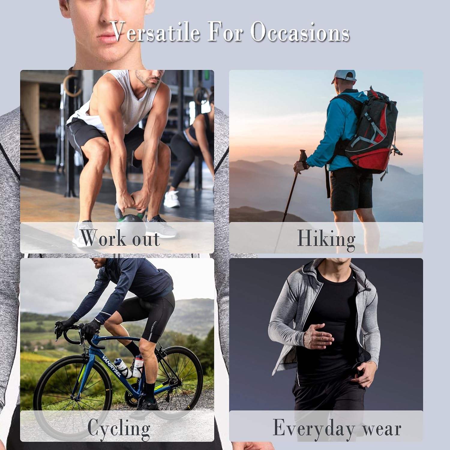 Men Athletic Hoodies Long Sleeve Running Sweatshirt with Zipper Slim Fit T-shirts for Running Gym Training - Image 8