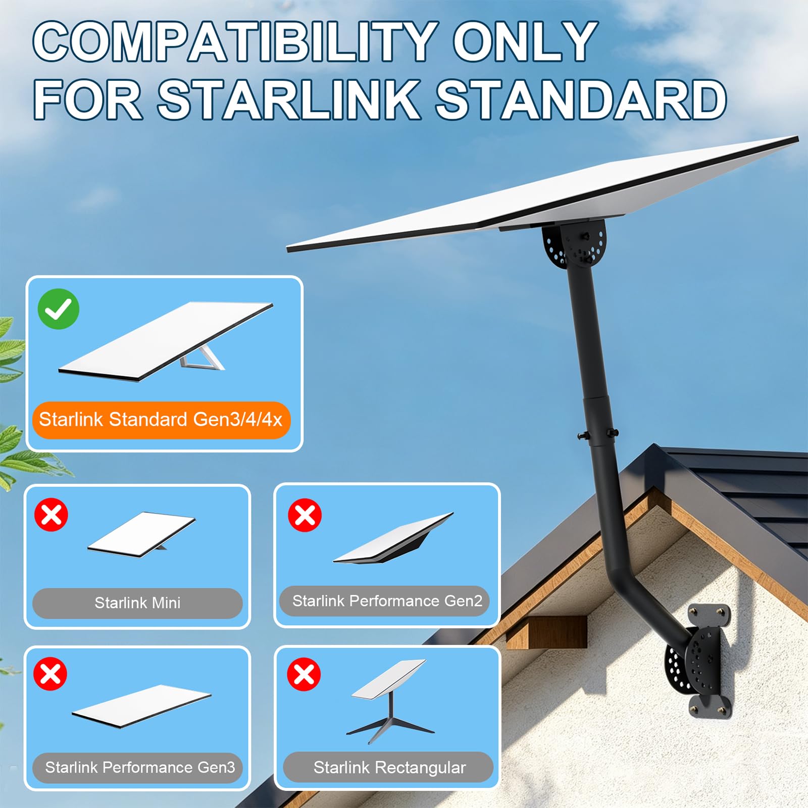 Starlink VC-Z1118 Support mural réglable Starlink Gen3 avec bras de support télescopique