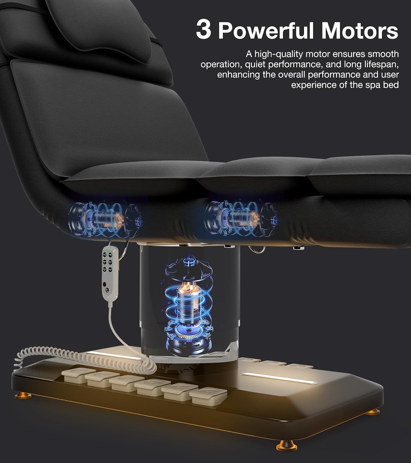  Fully Electric Massage Table, Esthetician Facial & Lash Chair with LED Lighting, Adjustable Back & Leg Rests, Spa & Medical Bed for Tattooing, Waxing, Beauty Treatments, Black thumbnail