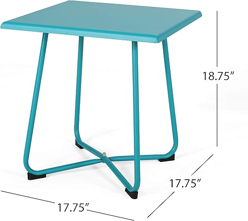 Miniatura 2 de Christopher Knight Home Doris Outdoor - Mesa auxiliar moderna de 18 pulgadas con patas de acero, color verde azulado