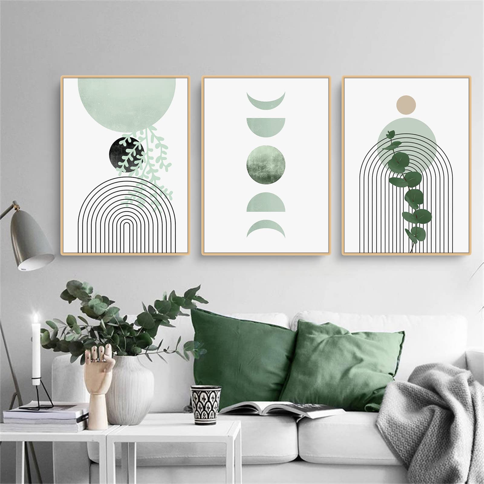 Martin Kench Lot de 3 posters bohémiens, images esthétiques de plante verte, tableaux muraux modernes, décoration de salon, chambre à coucher, sans cadre, C, 50 x 70 cm