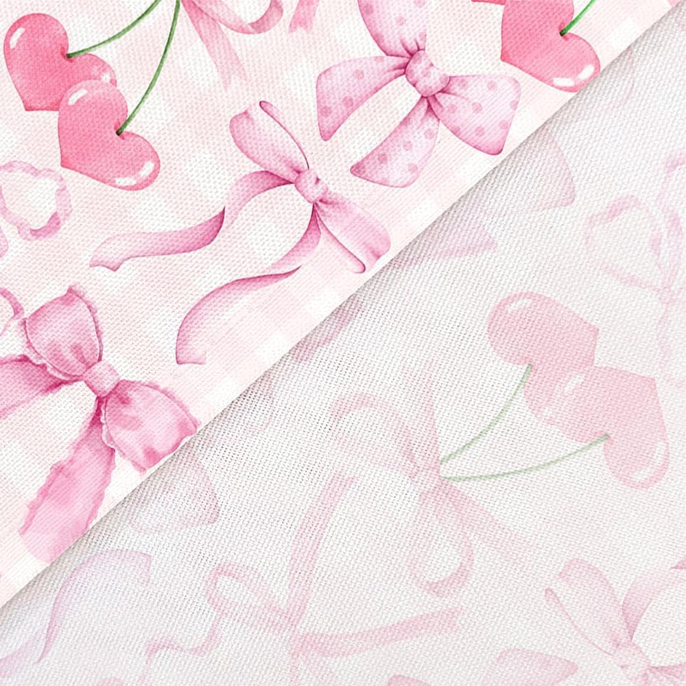JAWO Cute Pink Bow Shower Curtain Modern Aesthetic Coquette Bow Pretty Bathroom Decor for Girls Teens Fabric Waterproof Polyester Bathroom Decor Set with Hooks