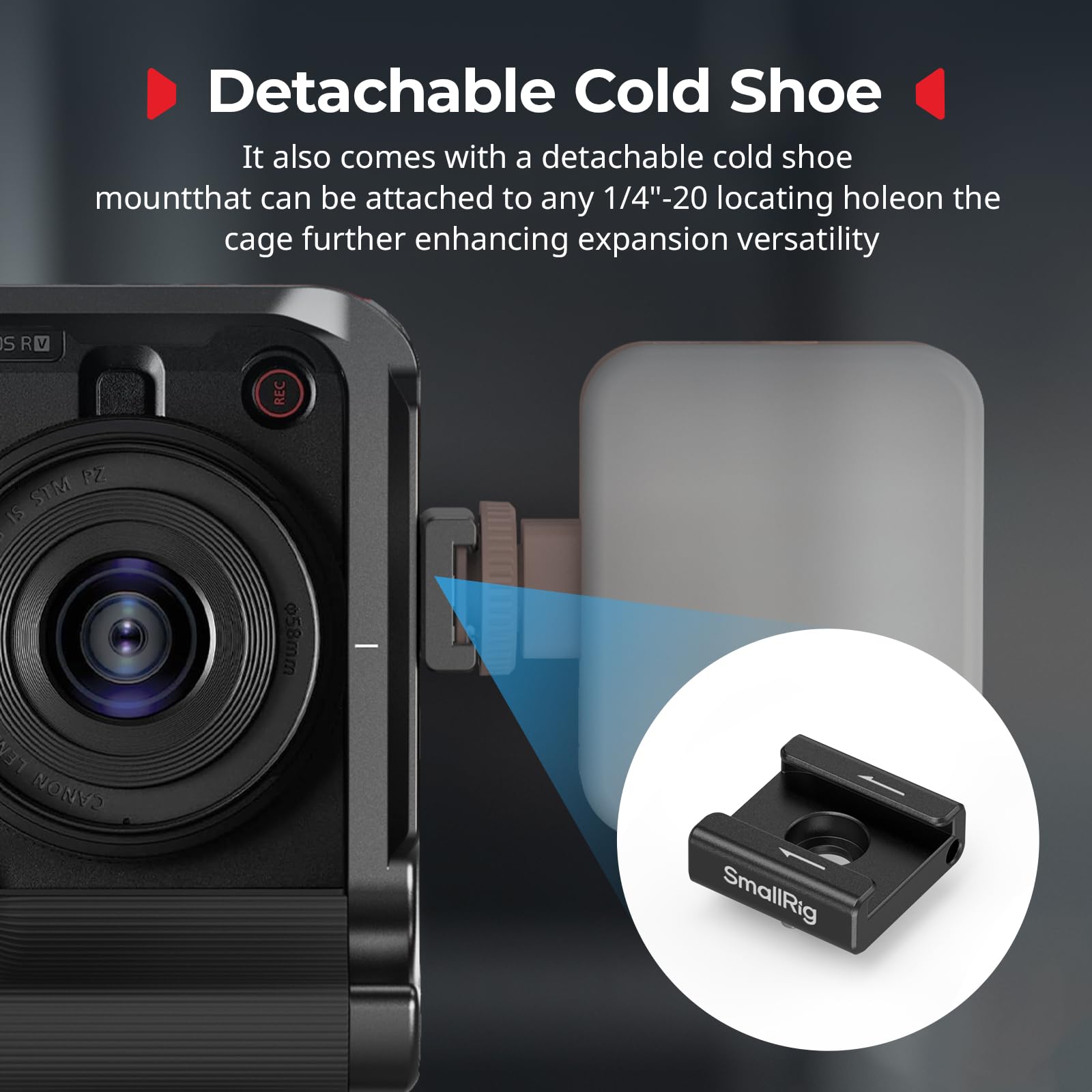 SMALLRIG R50 V Kamerakäfig für Canon R50V, Komplettkäfig mit Silikongriff, Tragegriff für ARRI, Kabelklemme für HDMI, integriertem Blitzschuh, Schnellwechselplatte für Arca-Swiss, QD(Schwarz) -5766