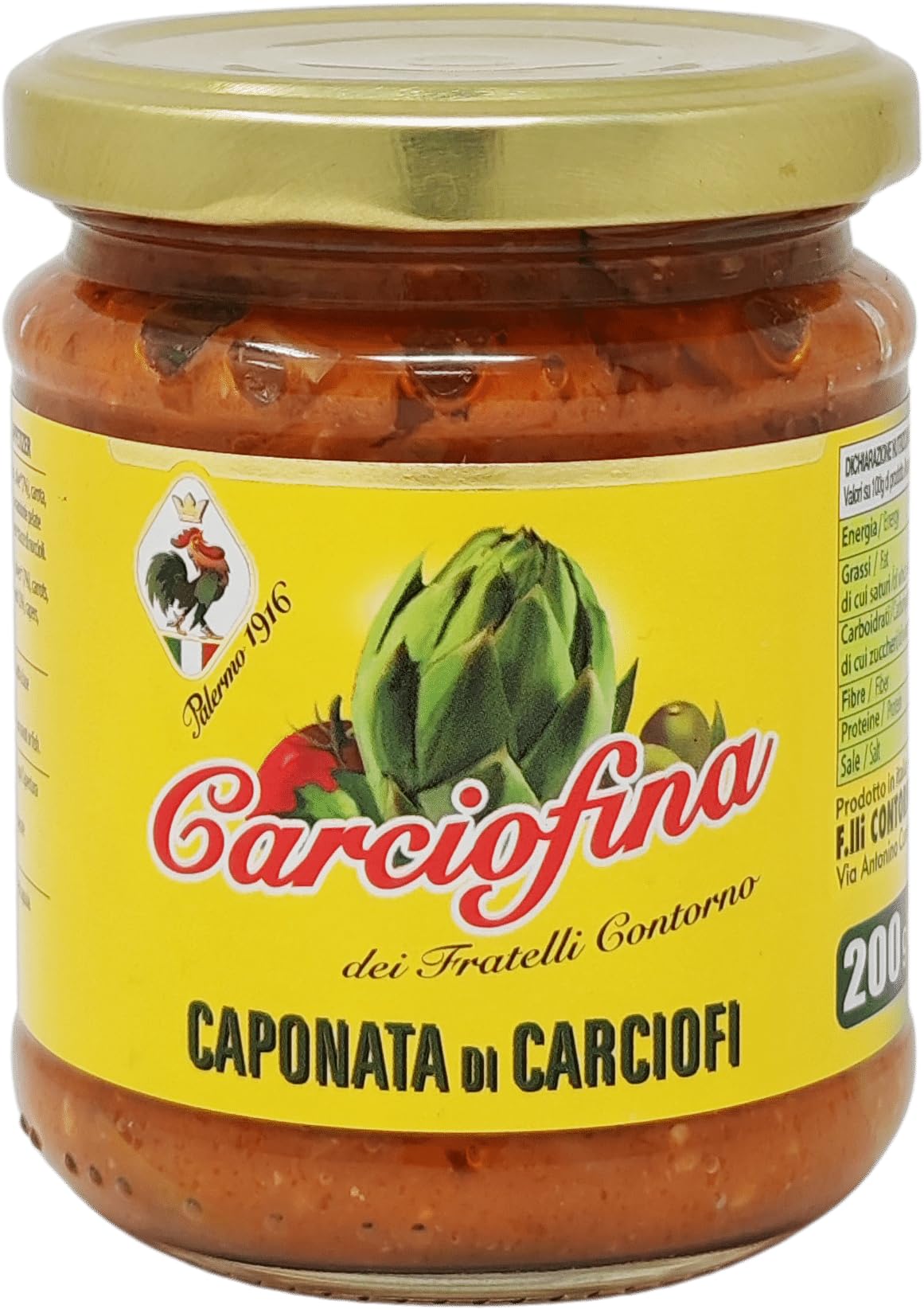 Fratelli Contorno Carciofina, Caponata di Carciofi Caponata d'artichauts 12 x 200 g + Italian Gourmet Polpa 400 g