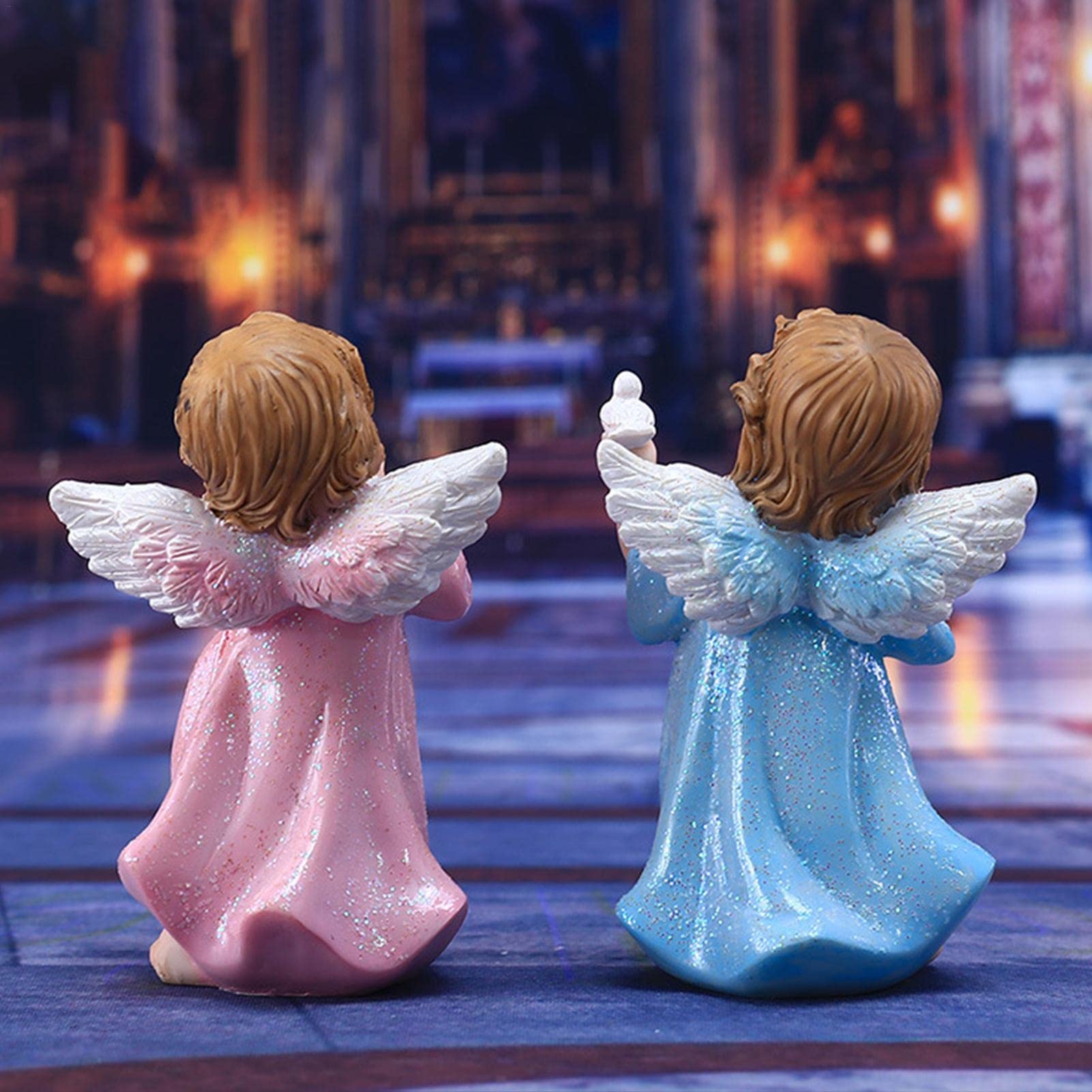 Amazon.co.jp: 平和の鳩の天使の彫刻 - 2個のガーディアンエンジェルの