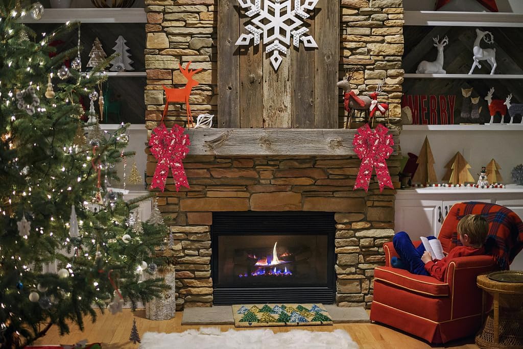 2 Pieces Christmas Bows for Wreath, Merry Christmas Wreath Bows Red Velvet Bows Xmas Snowflake Craft Bows Ornaments Winter Tree Bows for Front Door Christmas New Year Decorations - Image 6