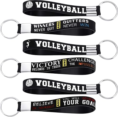 Miniatura 1 de Hicarer 24 llaveros de silicona para voleibol, con citas motivacionales, para fiestas deportivas, regalos de voleibol, Negro -
