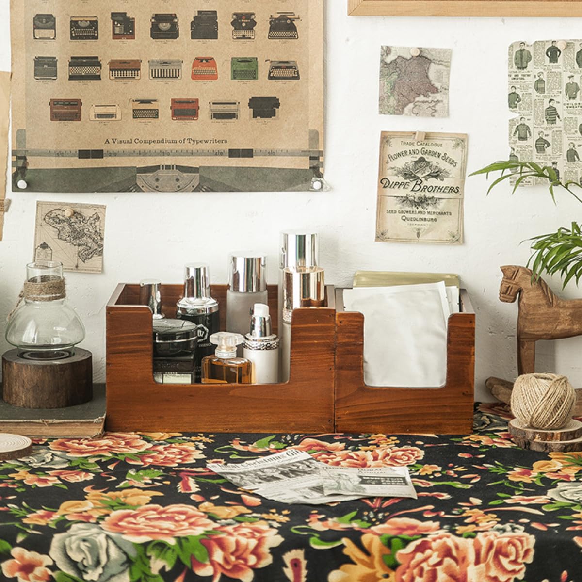 Organizador de Cosméticos de Madera para Escritorio y Tocador, 2 Piezas, Diseño Simple, Ligero y Fácil de Mover, Adecuado para Sala o Dormitorio