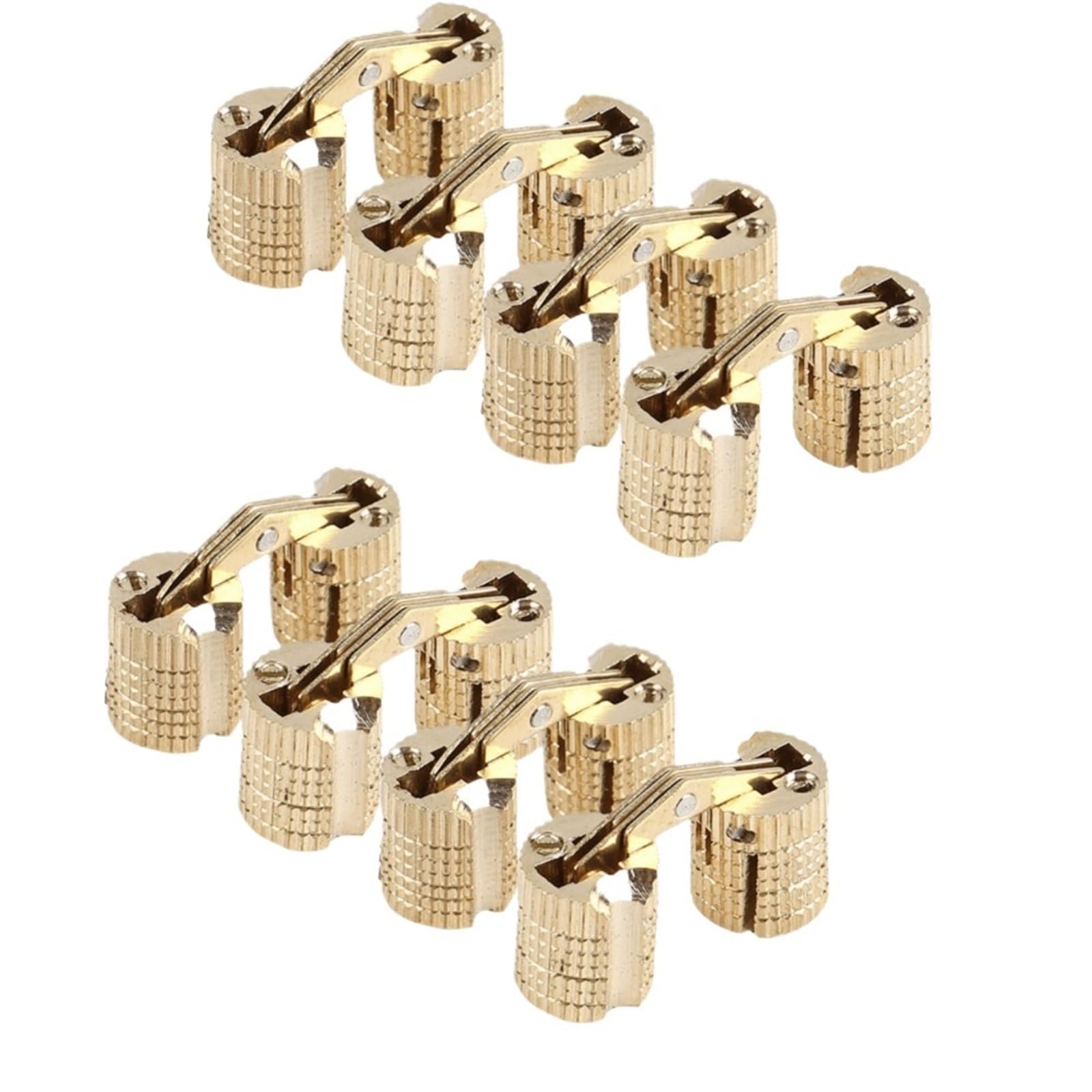 8PCS 8mm Cabinet Hinge Brass 180 Degree Hinge with Screws