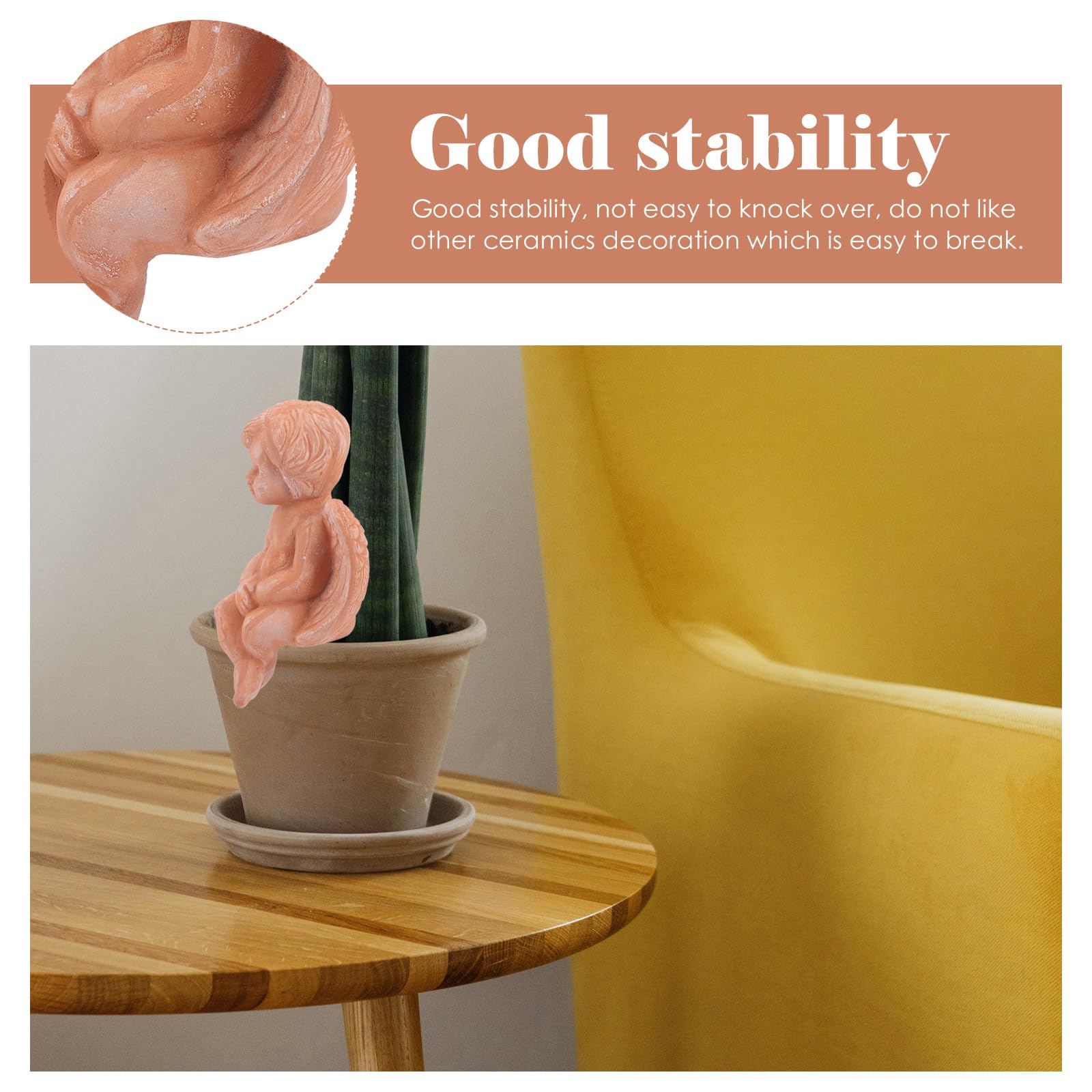 Statue di Angeli in Ceramica 2 Pezzi, Decorazioni per Vaso di Fiori, Ornamenti la Casa a Forma di Angelo, Statuine Compatte per Giardino, Ufficio e Camera da Letto