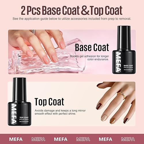 Miniatura 4 de MEFA Kit de 19 esmaltes de uñas de gel con luz UV, 12 colores de otoño, juego de esmaltes de uñas de gel de otoño, color burdeos, rojo champán,