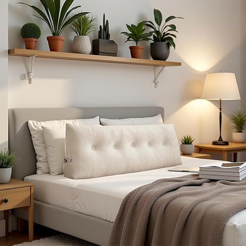 Miniatura 4 de Almohadas de cuña tamaño individual XL para dormitorio, cabecero gris claro, almohadas para sentarse en sofá cama y literas, cojín grande de apoyo