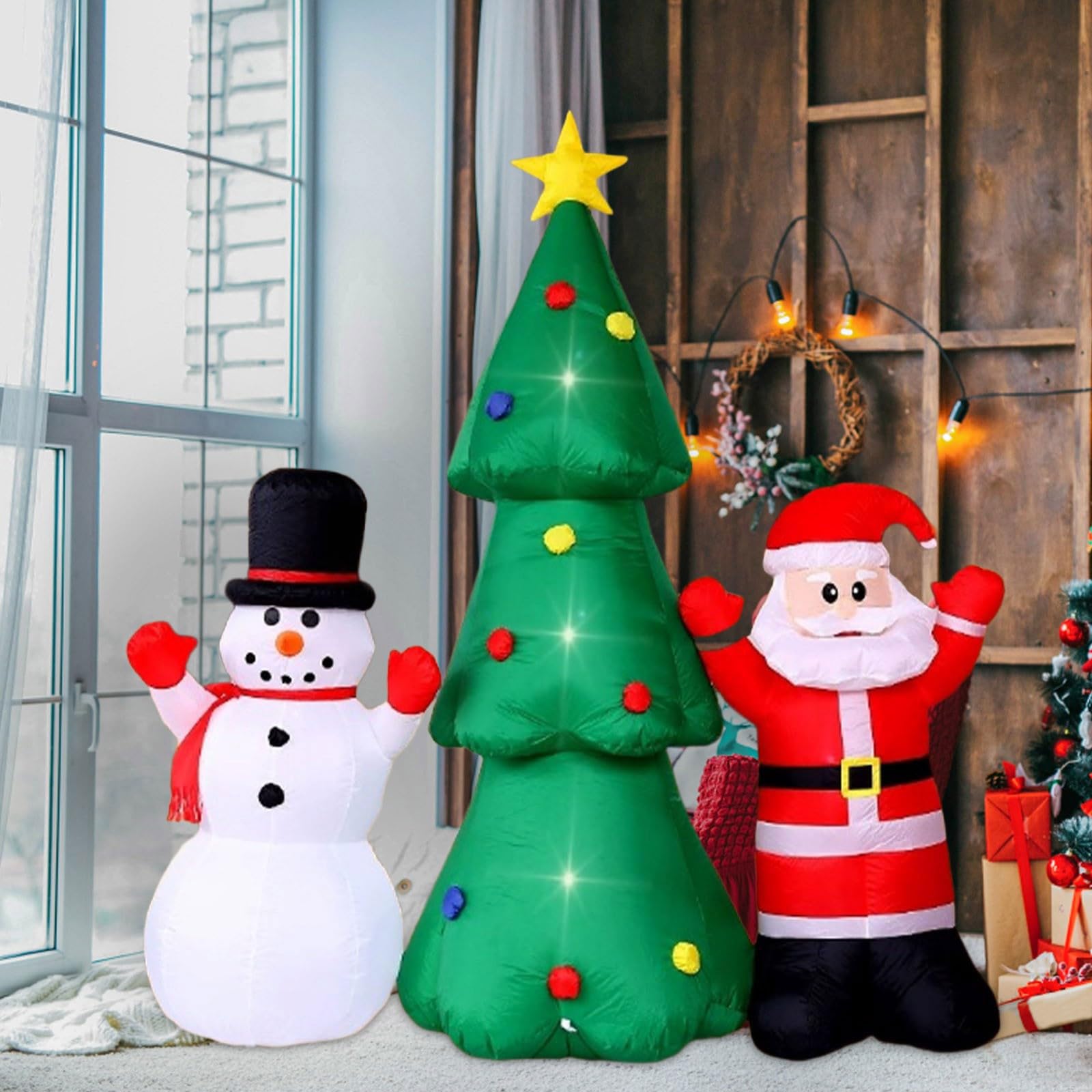 Inflable de Papá Noel para Exteriores 220cm Árbol de Navidad Hinchable