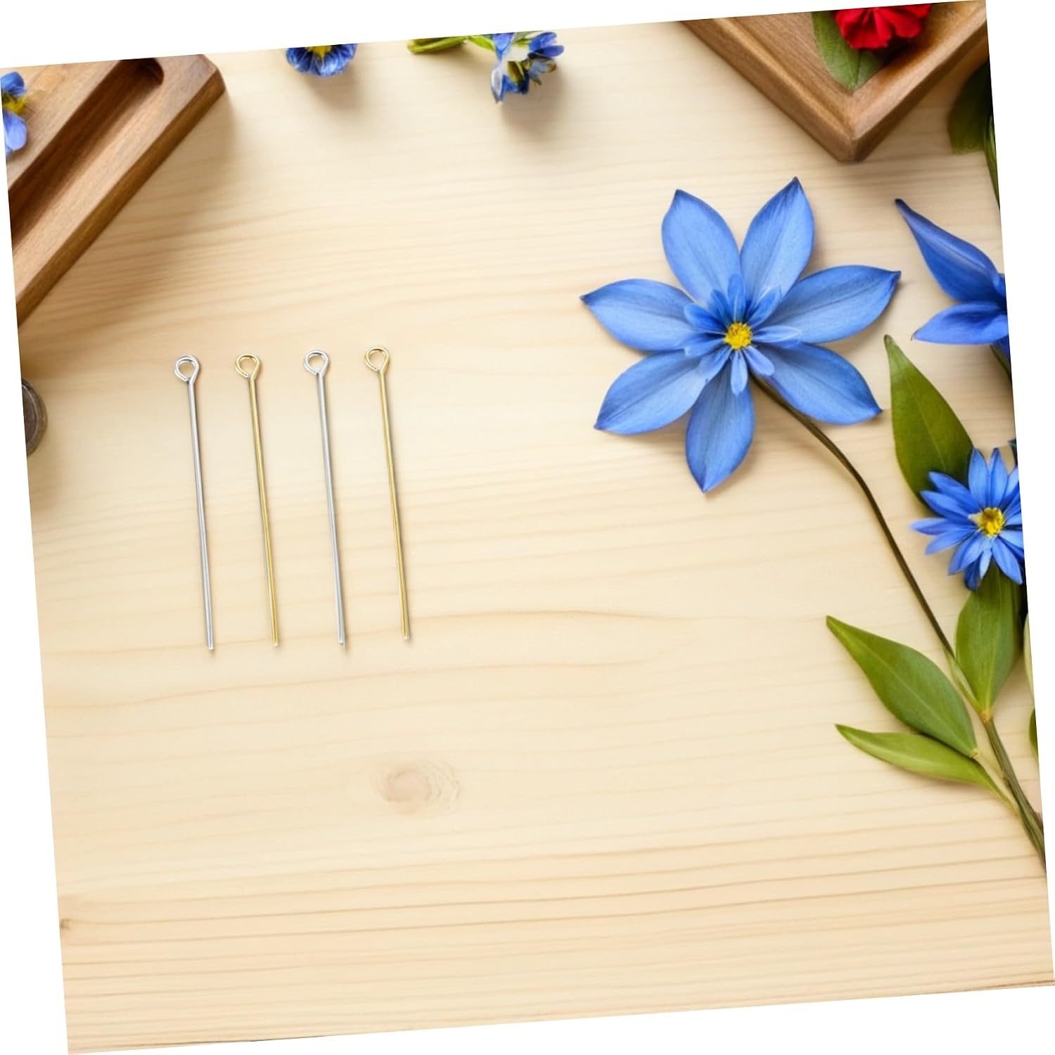 1200pcs Mini Metal Eye Pins for Jewelry Making, Gold and Silver Open Head Pins, DIY Jewelry Craft Components for Bracelets, Necklaces, and Pendant Projects