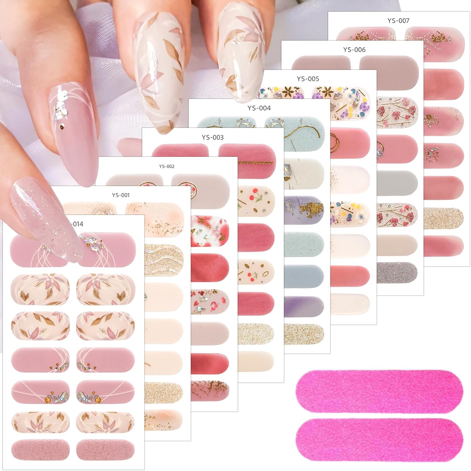 Generic 8 Sheets Flowers Gel Nail Stickers Decals 3D SelfAdhesive Flower Nail