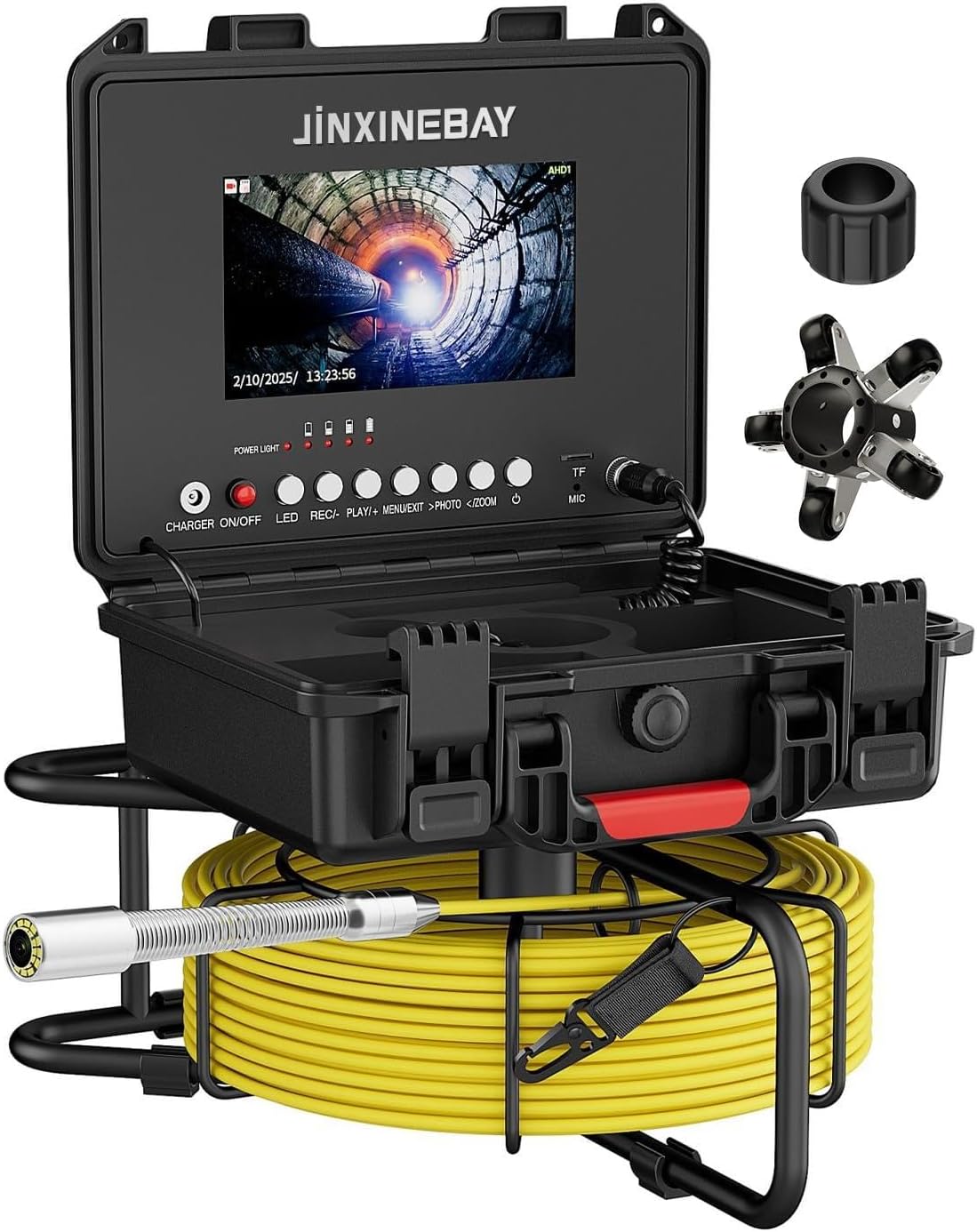 Sewer Camera,7" HD IPS Screen Drain Camera with DVR Distance Marker,23MM 12PC Lights IP68 Waterproof Borescope Drain Pipe Endoscope 32GB Card,for Plumbers and Homeowners (23MM Camera/30M)