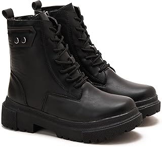 بوت بأربطة وبكباسين للإغلاق للنساء، بوت يصل إلى منتصف الساق من تي جي اس