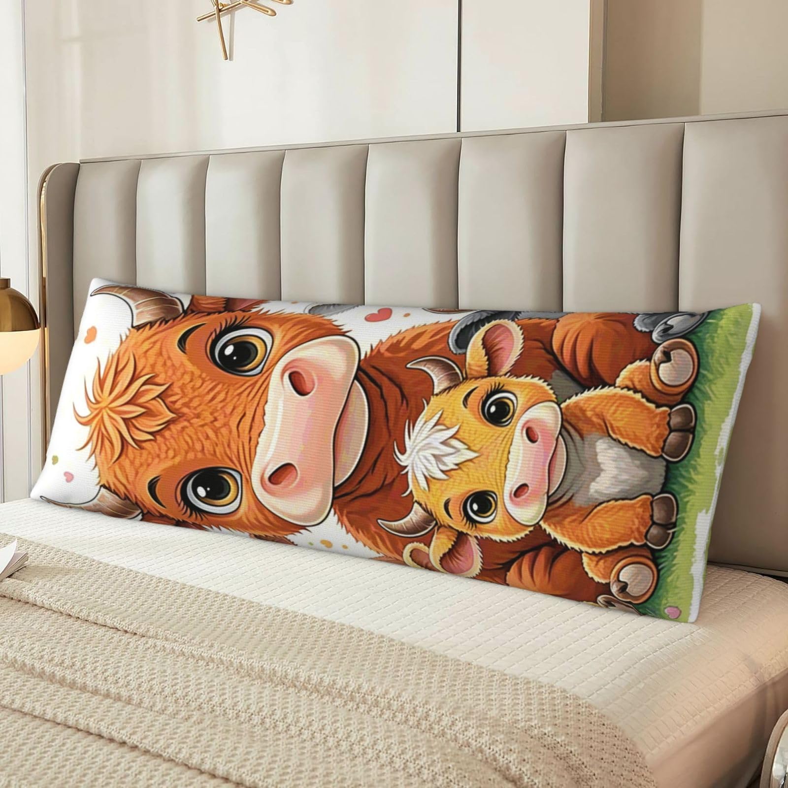 Cow Body Pillow Cover with Hidden Zipper 54"X20",Ultra Soft Microfiber Long Pillow Case Decorative Bedding Pillowcase Cushion Cover Cases for Bedroom Couch Sofa,Home Gifts