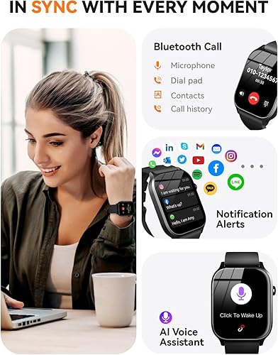 Miniatura 2 de Relojes inteligentes para mujeres y hombres, pantalla táctil HD de 1.85 pulgadas, rastreador de actividad física con 110 modos deportivos, contador