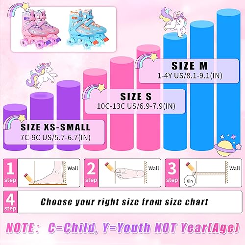 Miniatura 5 de MammyGol Patines para niñas y niños, 4 tamaños ajustables, para interiores y exteriores, de 3 a 8 años, rosa, azul, morado, verde