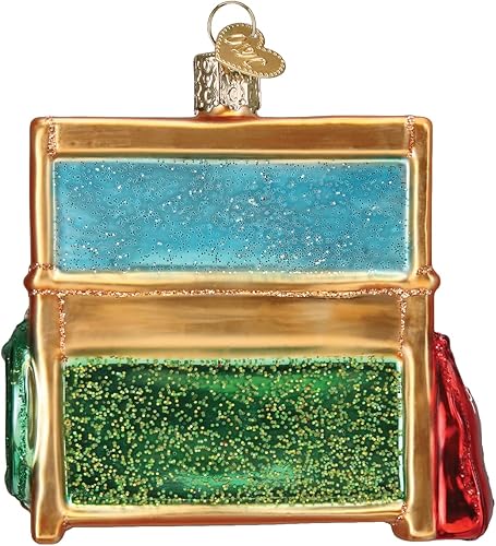 Miniatura 2 de Old World Christmas Adorno soplado de vidrio para banco de macetas para árbol de Navidad