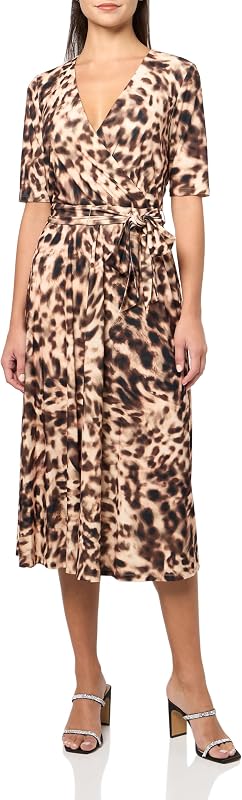 Halston Women's Sleeveless V-Neck Printed Jersey Mini Dress
