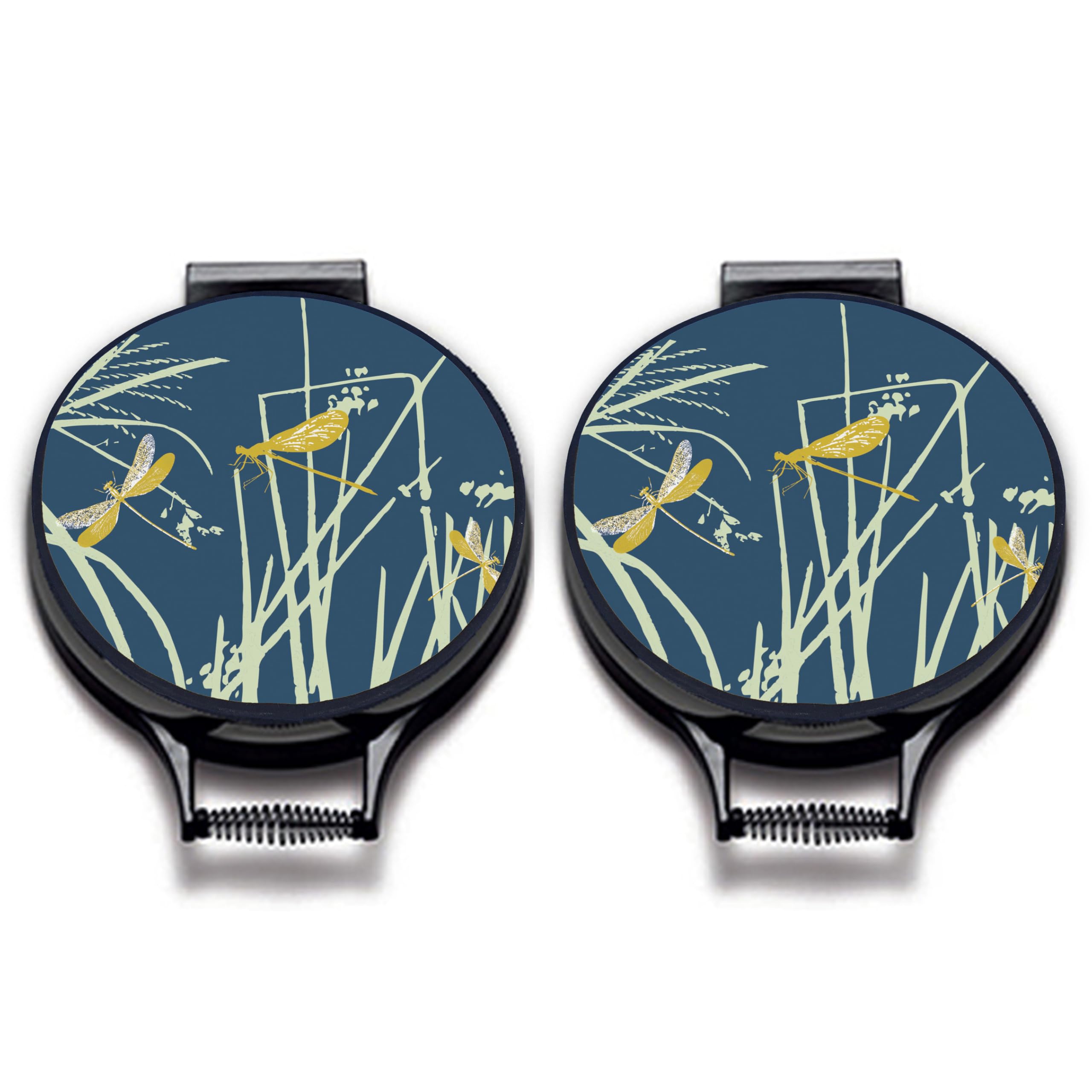 M & G Mustard & Gray Countryside Hob Covers – Set of 2 | 37cm Round | Compatible with AGA, Heritage & Stanley Cookers | Heat-Resistant Pads | Chefs kitechen Accessories (Dragonfly)