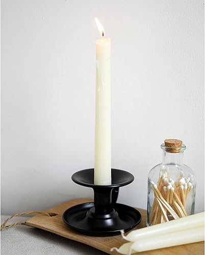 Miniatura 3 de FiveSeasonStuff Juego de 2 portavelas vintage chapados en negro con mango para candelabros de cera cónica