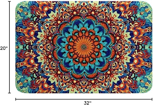 Miniatura 45 de Erosebridal Tapete de baño oriental vintage, Art Deco floral para puerta de entrada, tapete de baño tribal bohemio, tapete de baño tradicional