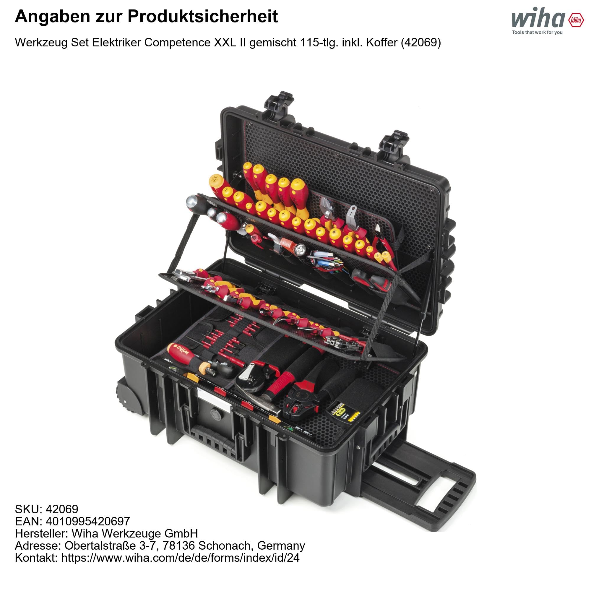 Wiha Set Attrezzi per Elettricista 115 pz Attrezzi Utensili Cacciavite Punte