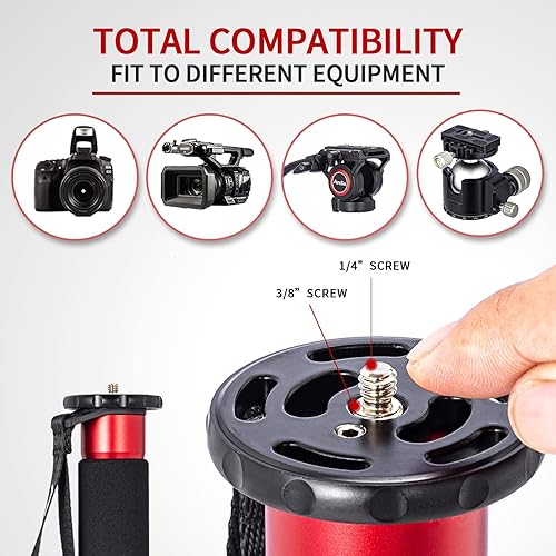 Miniatura 8 de Avella C324D fibra de carbono 67 pulgadas cámara monopod profesional telescópica video monopods base trípode para Canon Nikon Sony Olympus Panasonic