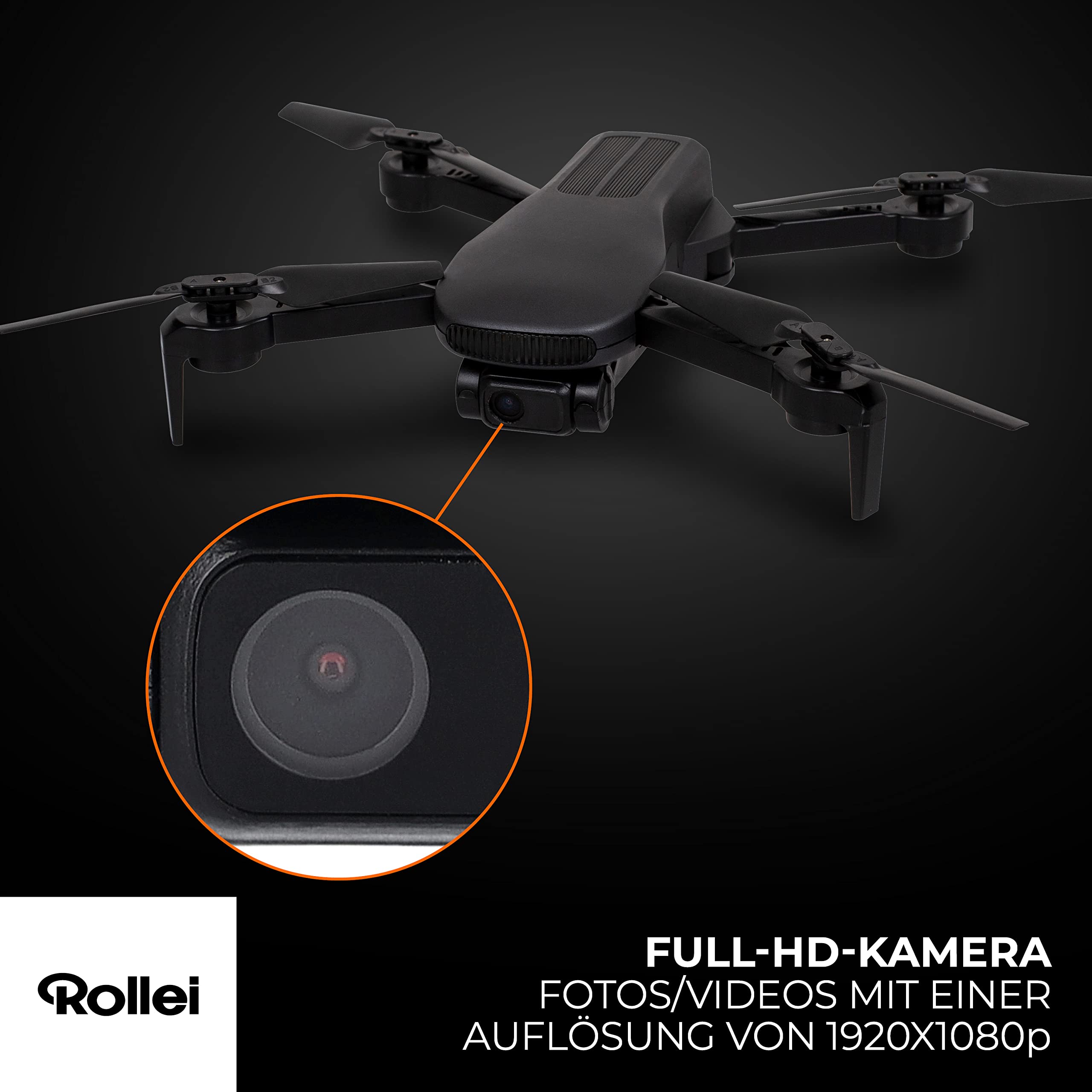 Rollei Fly 80 Combo dron, transmisja obrazu WiFi na żywo, 6-osiowy żyroskop, kamera Full HD, długi czas lotu, sterowanie aplikacją i zdalna obsługa