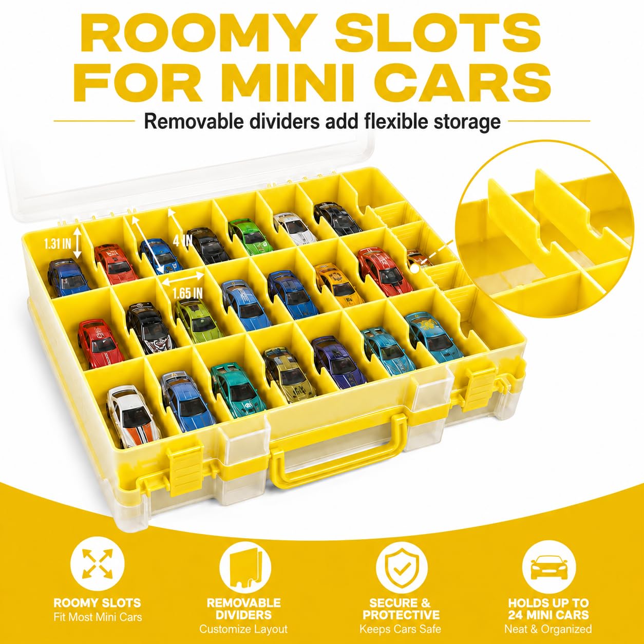 Estuche organizador de almacenamiento de coche de juguete compatible con ruedas calientes/para coches Matchbox. Soporte de contenedor de transporte para muñecas LOL Surprise/para Shopkins con 48